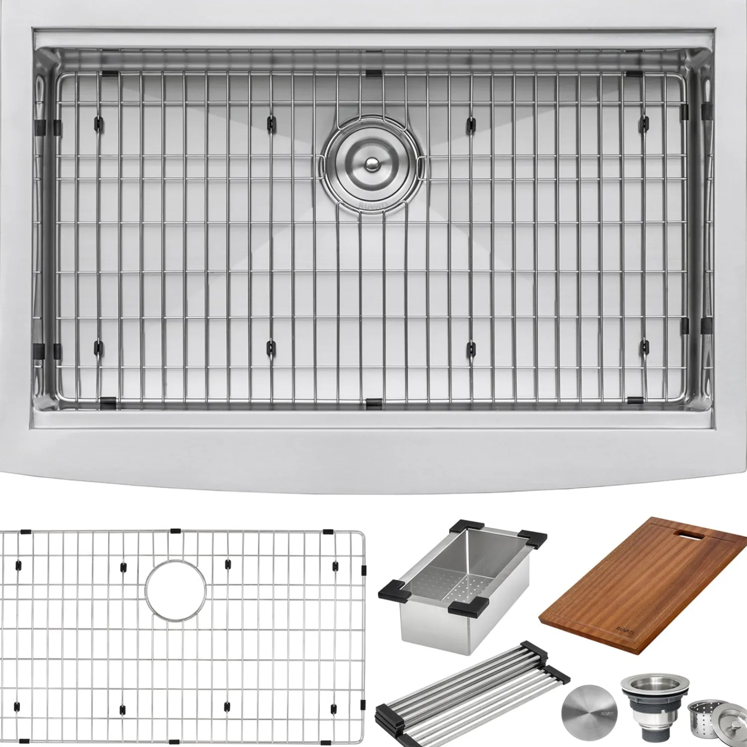 Online 27" Apron-front Workstation Farmhouse 16 Gauge Stainless Steel Single Bowl Kitchen Sink Stainless Steel Sinks|Single Bowl Sinks