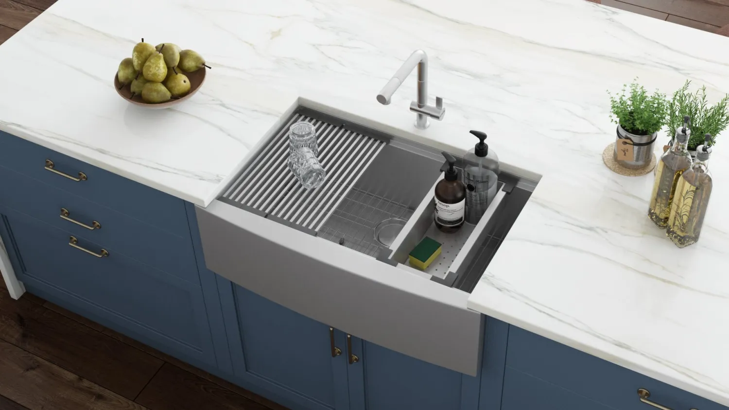 Online 27" Apron-front Workstation Farmhouse 16 Gauge Stainless Steel Single Bowl Kitchen Sink Stainless Steel Sinks|Single Bowl Sinks