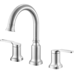 Hot Arti Two Handle Widespread Art Deco Bathroom Faucet in Brushed Nickel Stainless 8