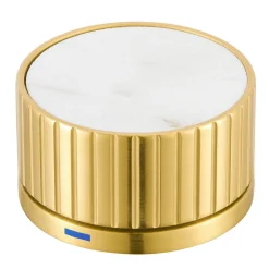 New Athena Stone Marble Fluted Widespread Bathroom Faucet in Brushed Gold 8