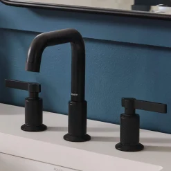 Best Barolo Two Handle Widespread Art Deco Modern Luxury Bathroom Faucet in Matte Black- RVF5236MB 8" Widespread