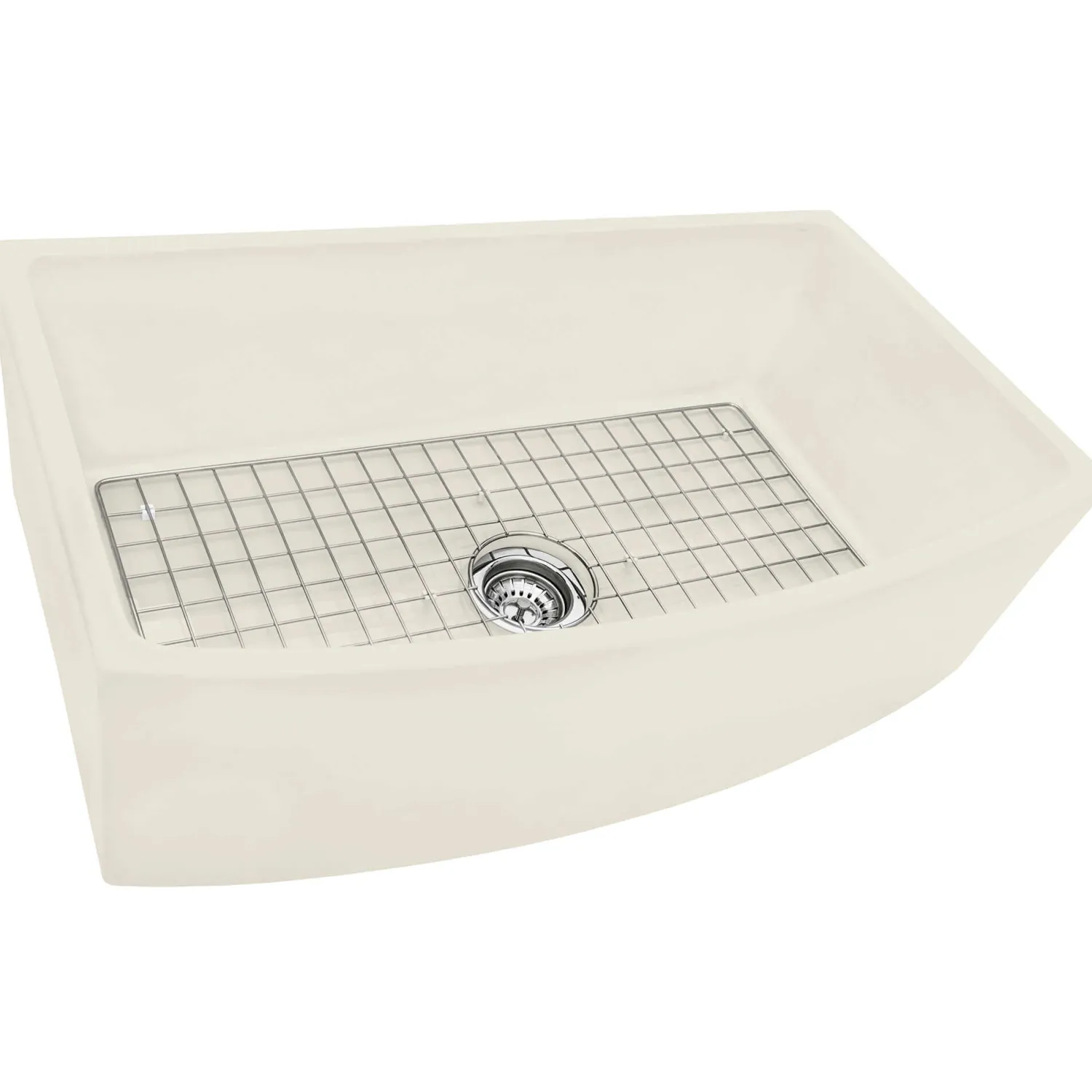 New 33" Bisque Fireclay Bow-Front Farmhouse Kitchen Sink Single Bowl Sinks|Apron Front / Farmhouse Sinks
