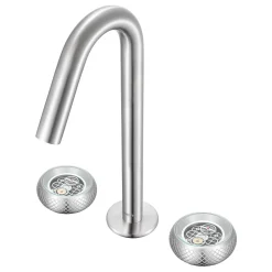 Discount Chrono Two Handle Watch Face Knob Widespread Bathroom Faucet in Brushed Nickel Stainless 8" Widespread