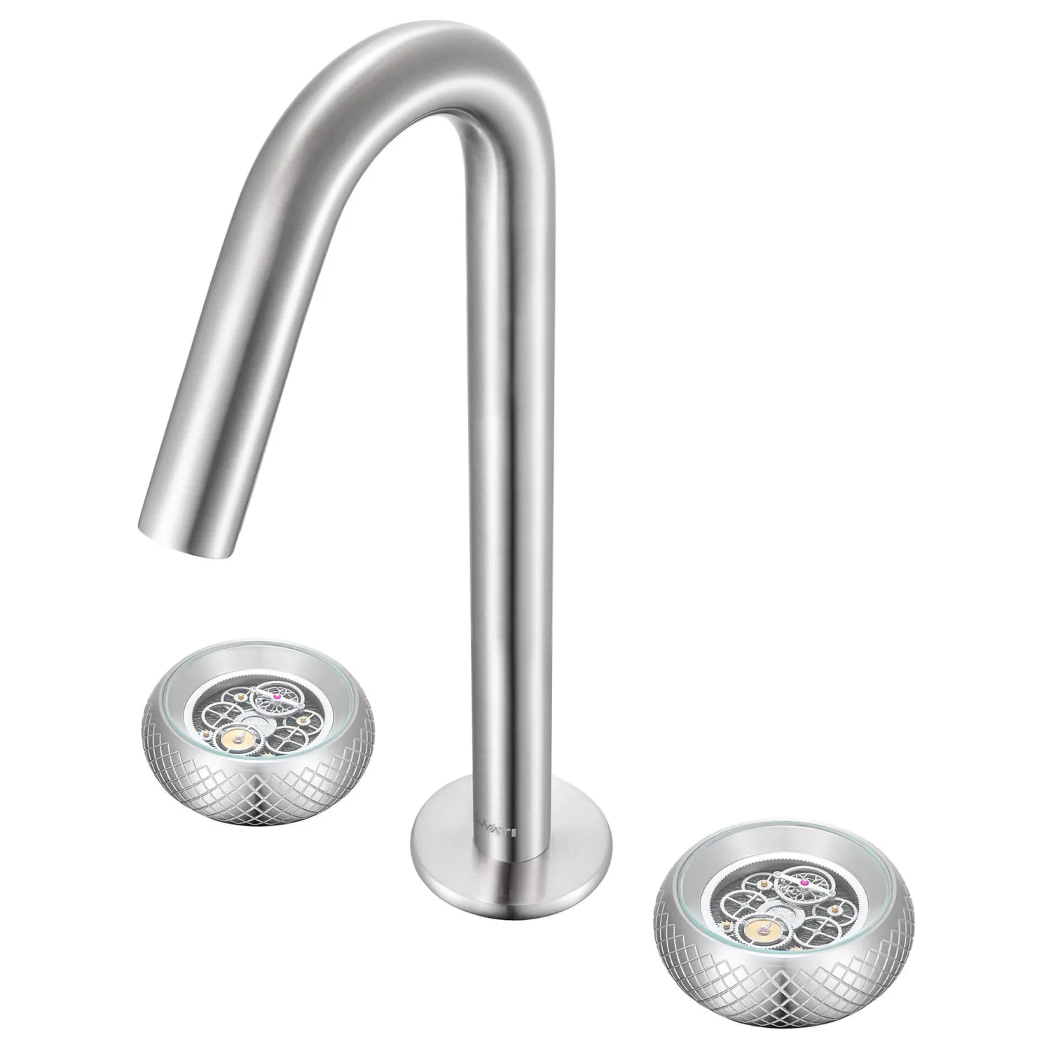 Discount Chrono Two Handle Watch Face Knob Widespread Bathroom Faucet in Brushed Nickel Stainless 8" Widespread