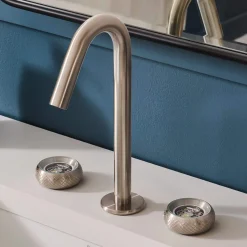 Discount Chrono Two Handle Watch Face Knob Widespread Bathroom Faucet in Brushed Nickel Stainless 8