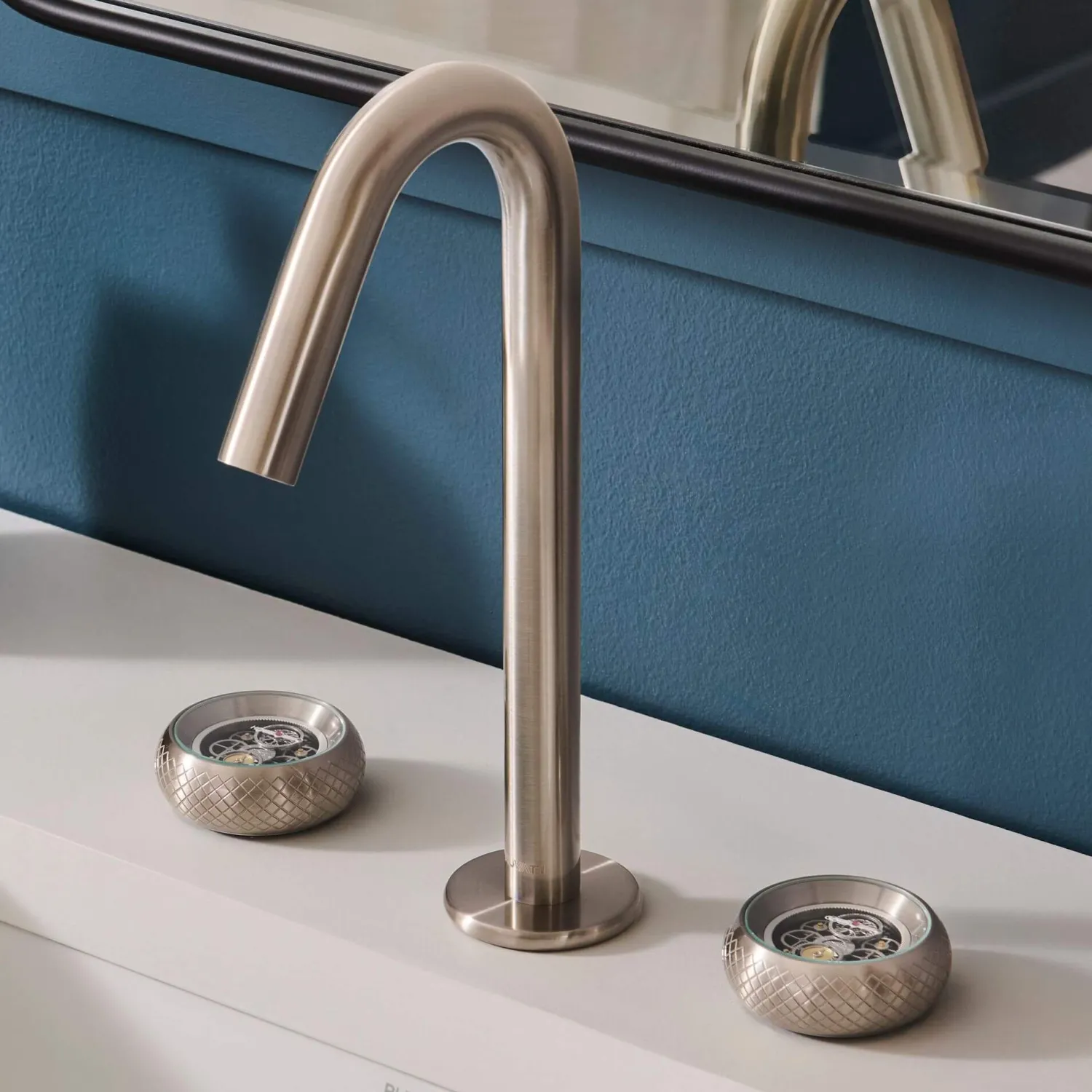 Discount Chrono Two Handle Watch Face Knob Widespread Bathroom Faucet in Brushed Nickel Stainless 8" Widespread