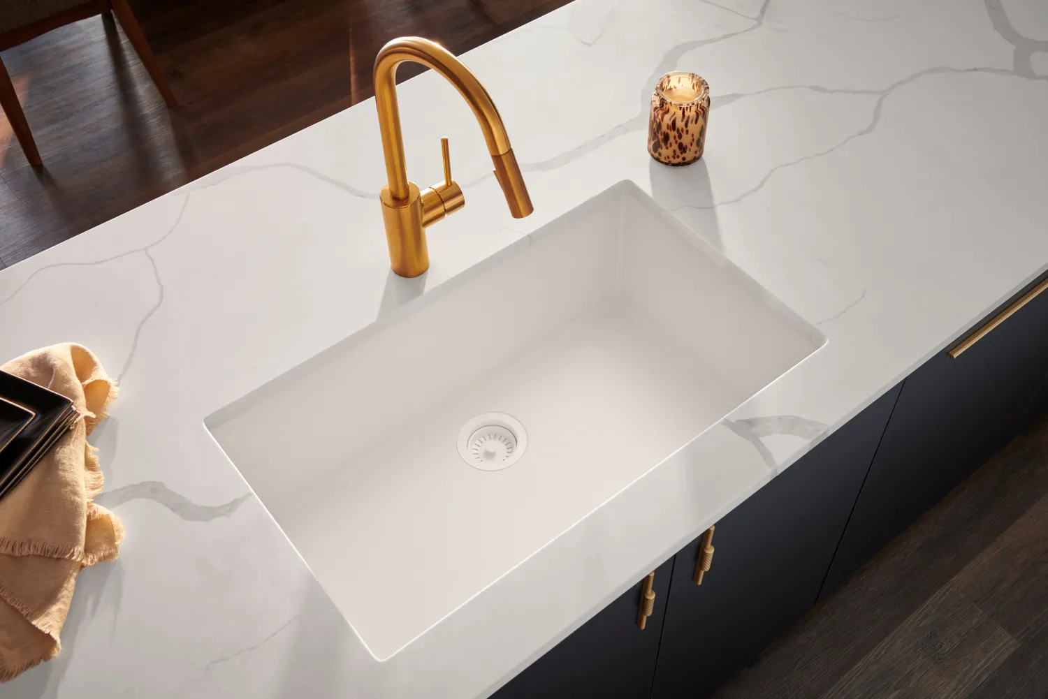 Best 27" Composite Undermount Single Bowl Kitchen Sink in Arctic White Single Bowl Sinks|Undermount Sinks