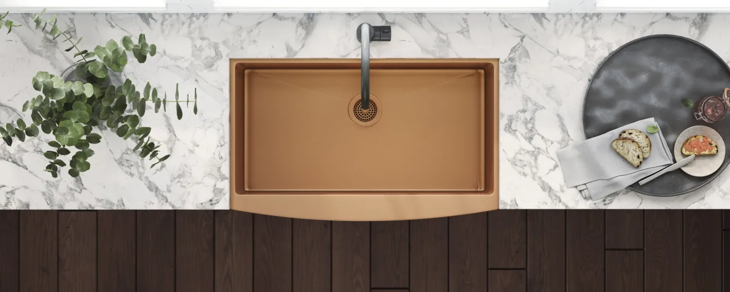 36" Copper Tone Matte Bronze Apron Front Stainless Steel Kitchen Sink Stainless Steel Sinks|Gunmetal, Brass, & Gold