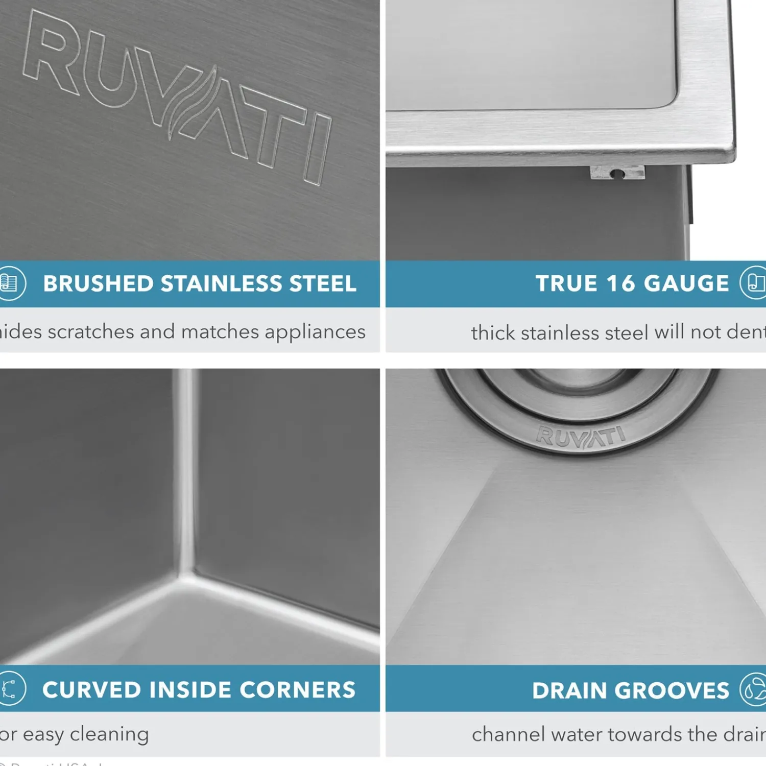 12" Deep Small Radius Topmount 25" x 22" Laundry Sink Drop-In / Top Mount Sinks|Stainless Steel Sinks