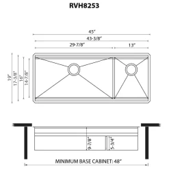 Hot 45" Double Bowl Undermount Workstation Two-Tiered Ledge Kitchen Sink Undermount Sinks|Stainless Steel Sinks