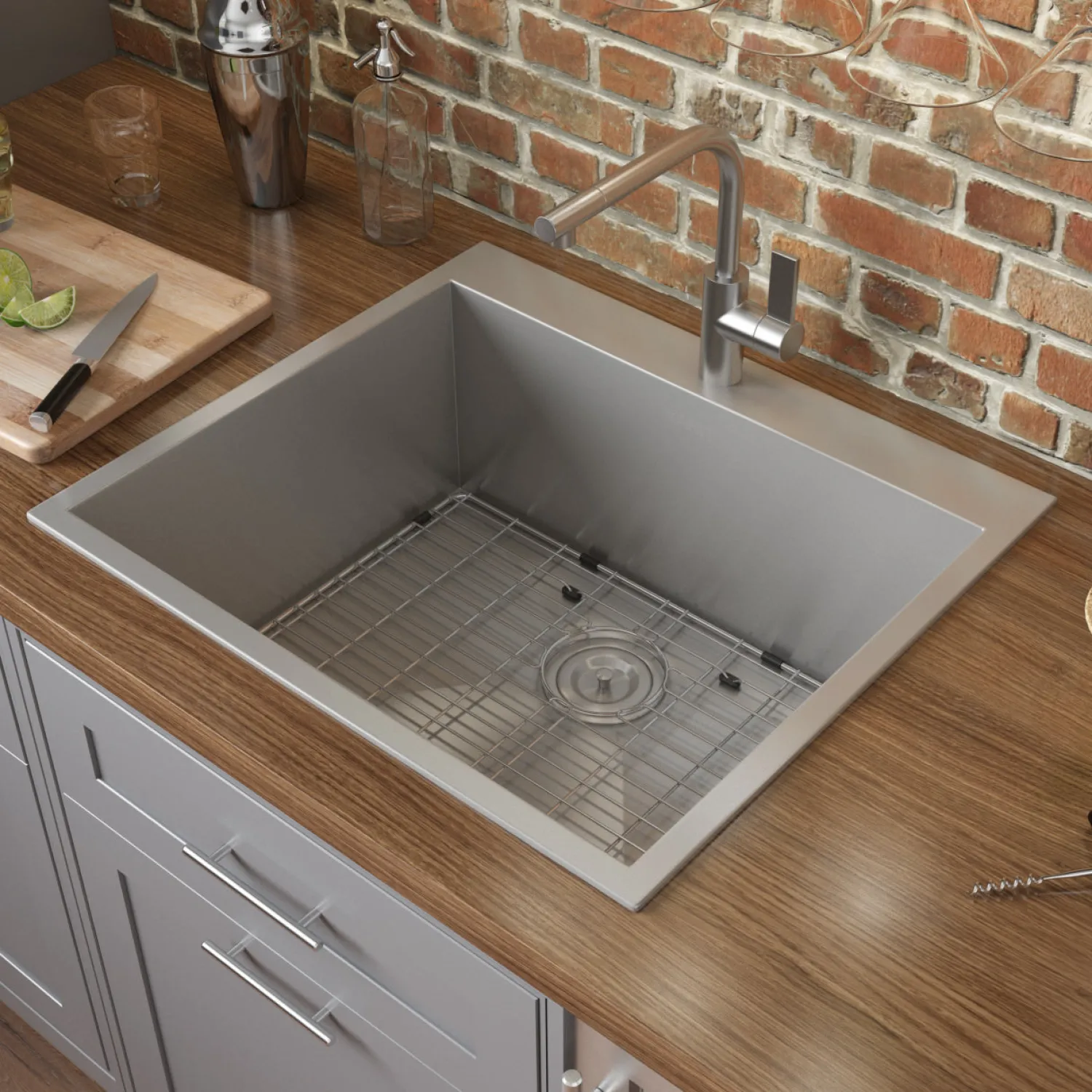 25" Drop-in Topmount 16 Gauge Stainless Steel Single Bowl Kitchen Sink Drop-In / Top Mount Sinks|Stainless Steel Sinks