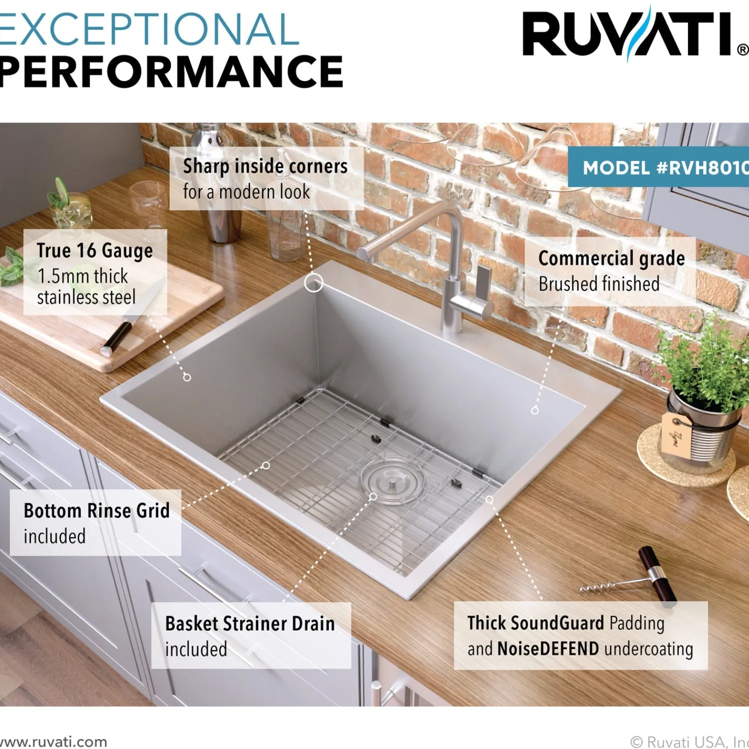 25" Drop-in Topmount 16 Gauge Stainless Steel Single Bowl Kitchen Sink Drop-In / Top Mount Sinks|Stainless Steel Sinks