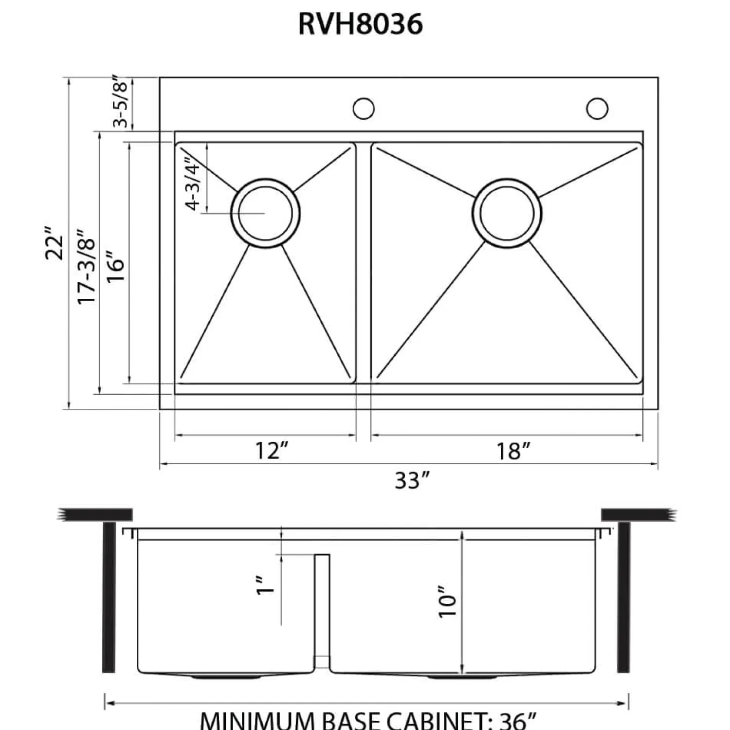 Hot 33" Drop-in 40/60 Workstation Double Bowl Sink Drop-In / Top Mount Sinks|Stainless Steel Sinks