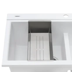 Sale 34" epiGranite Topmount Workstation Ledge Granite Composite Kitchen Sink Drop-In / Top Mount Sinks|Double Bowl Sinks