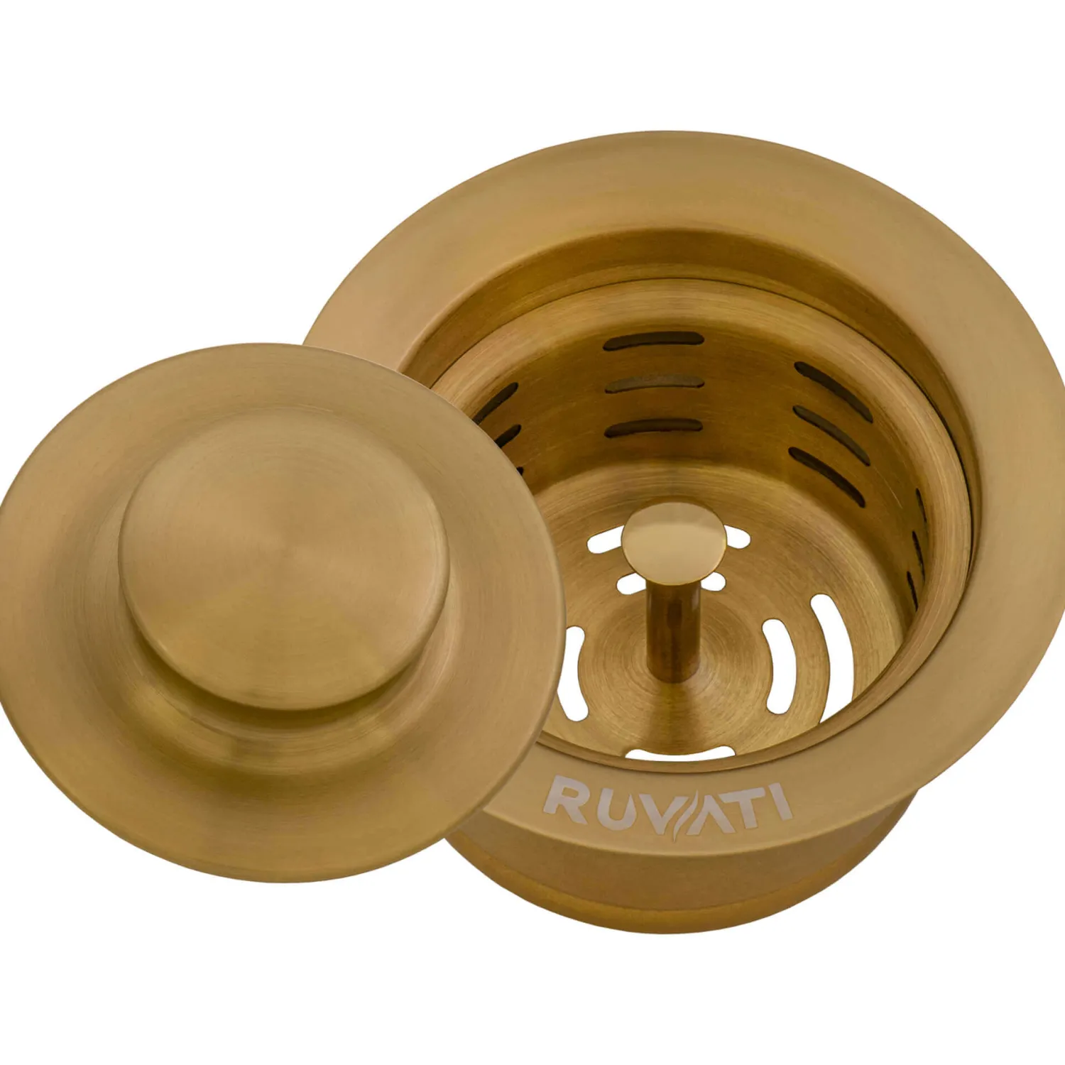 Clearance Extended Garbage Disposal Flange Basket and Stopper in Brushed Gold Sink Drains, Disposer Flanges & Air Gaps|Garbage Disposals & Parts