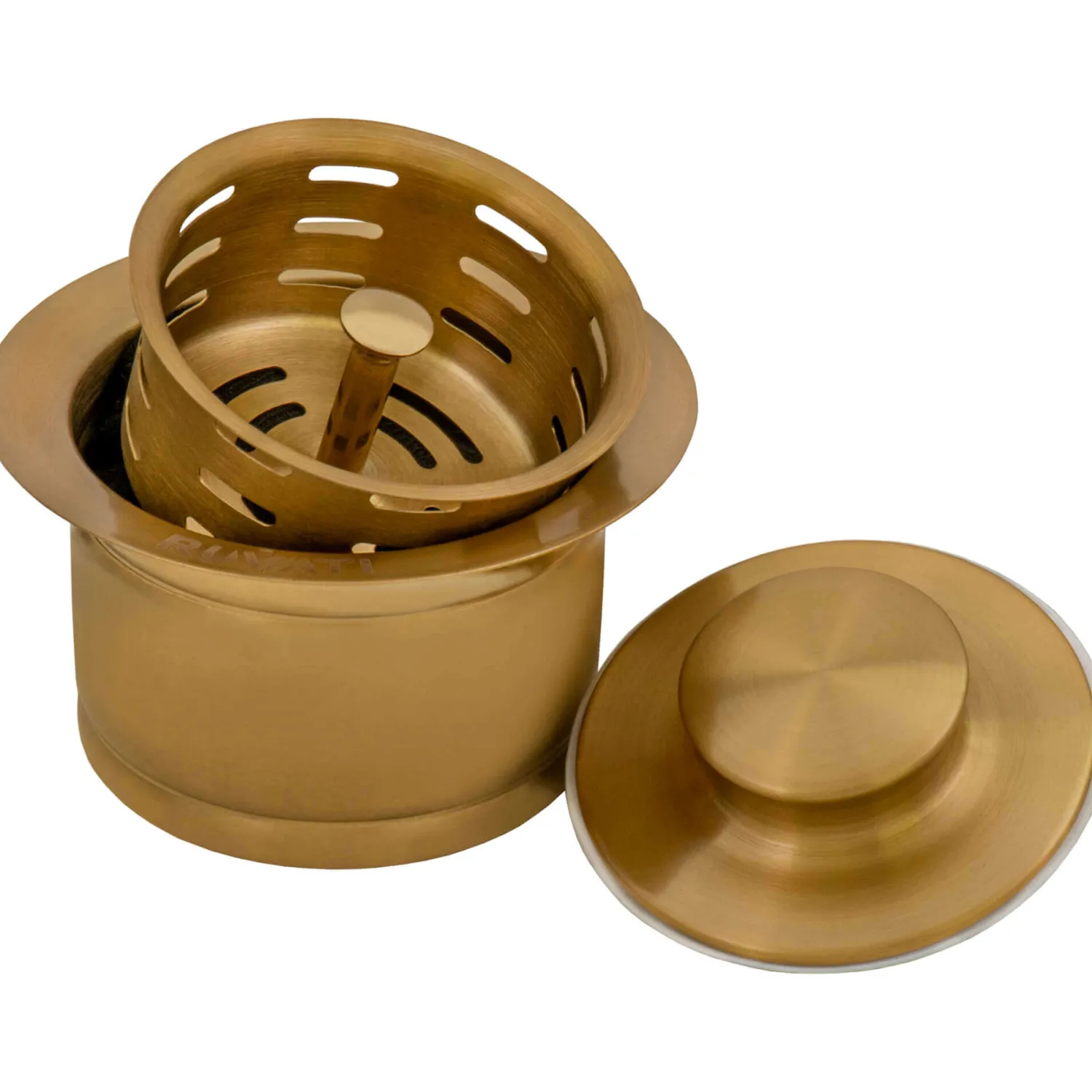 Clearance Extended Garbage Disposal Flange Basket and Stopper in Brushed Gold Sink Drains, Disposer Flanges & Air Gaps|Garbage Disposals & Parts