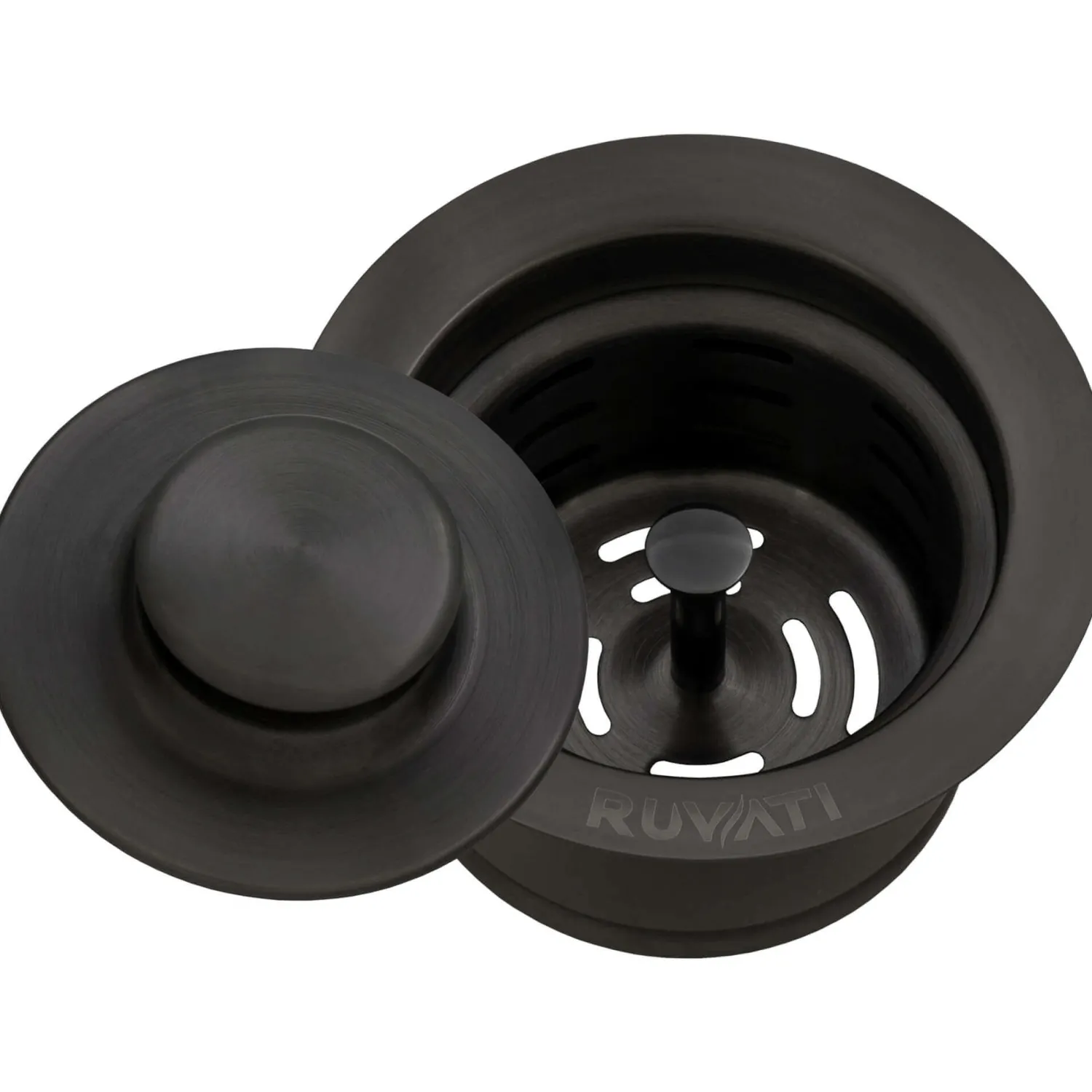 Discount Extended Garbage Disposal Flange with Basket and Stopper in Gunmetal Sink Drains, Disposer Flanges & Air Gaps