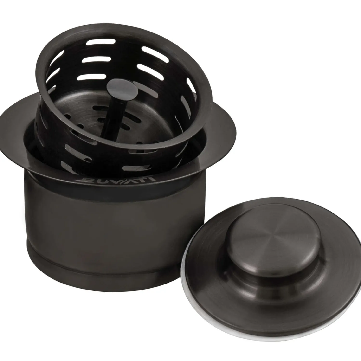 Discount Extended Garbage Disposal Flange with Basket and Stopper in Gunmetal Sink Drains, Disposer Flanges & Air Gaps