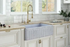Discount 33" Fireclay Distressed Finish Farmhouse Apron-Front Kitchen Sink Reversible - Coastal Blue Single Bowl Sinks|Apron Front / Farmhouse Sinks