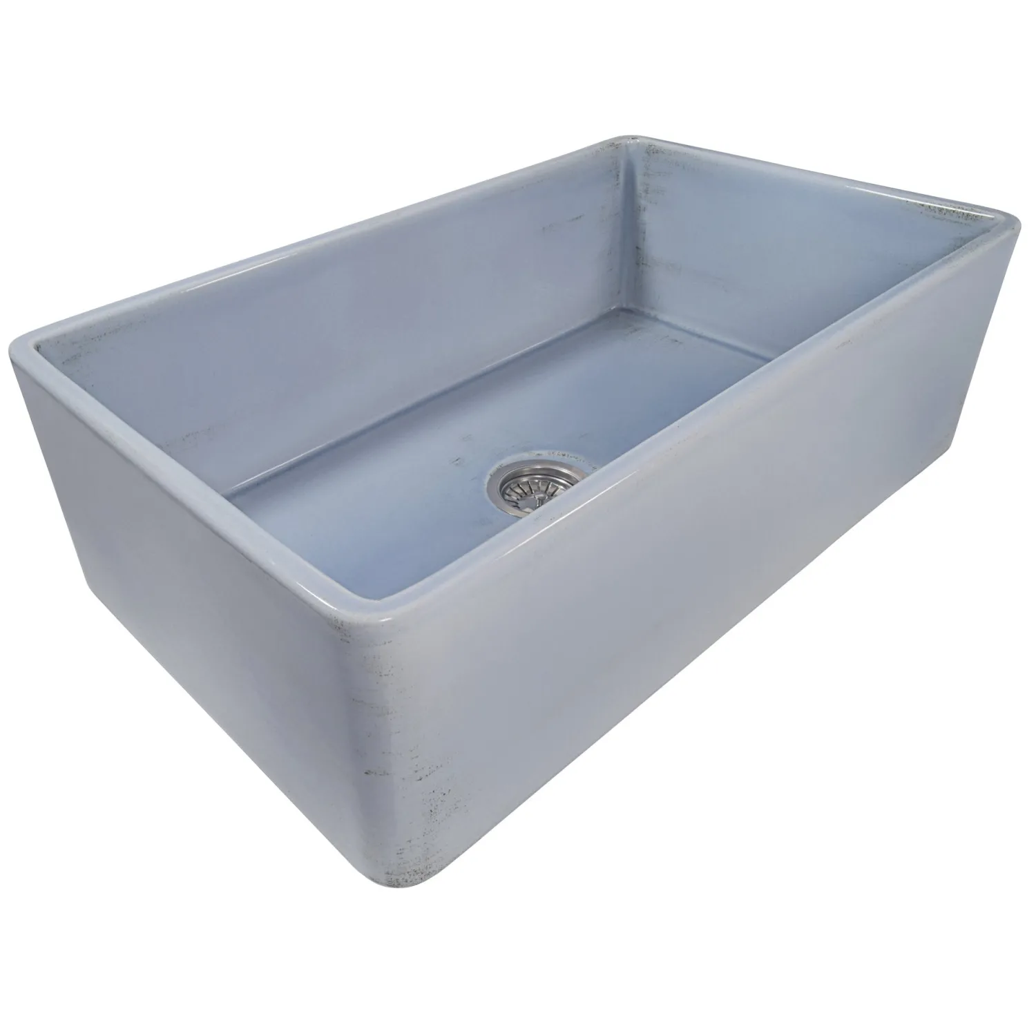 Discount 33" Fireclay Distressed Finish Farmhouse Apron-Front Kitchen Sink Reversible - Coastal Blue Single Bowl Sinks|Apron Front / Farmhouse Sinks
