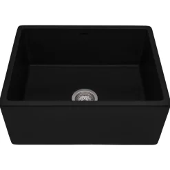 New 23" Fireclay Farmhouse Kitchen Laundry Utility Sink Single Bowl Gloss Black Single Bowl Sinks|Apron Front / Farmhouse Sinks