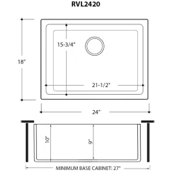 Best 24" Fireclay Undermount / Topmount Single Bowl Kitchen Sink in White Single Bowl Sinks|Undermount Sinks