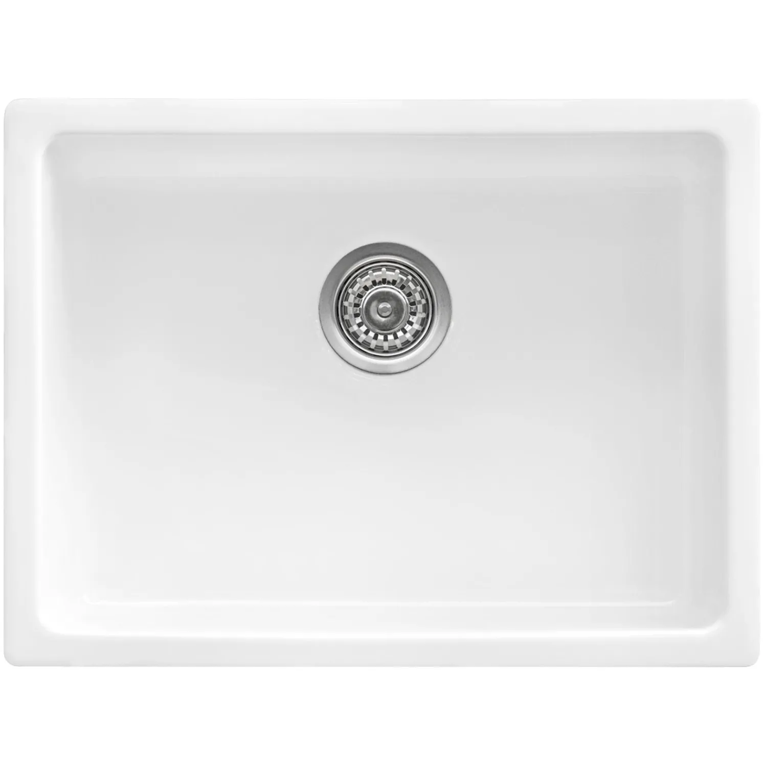 Best 24" Fireclay Undermount / Topmount Single Bowl Kitchen Sink in White Single Bowl Sinks|Undermount Sinks