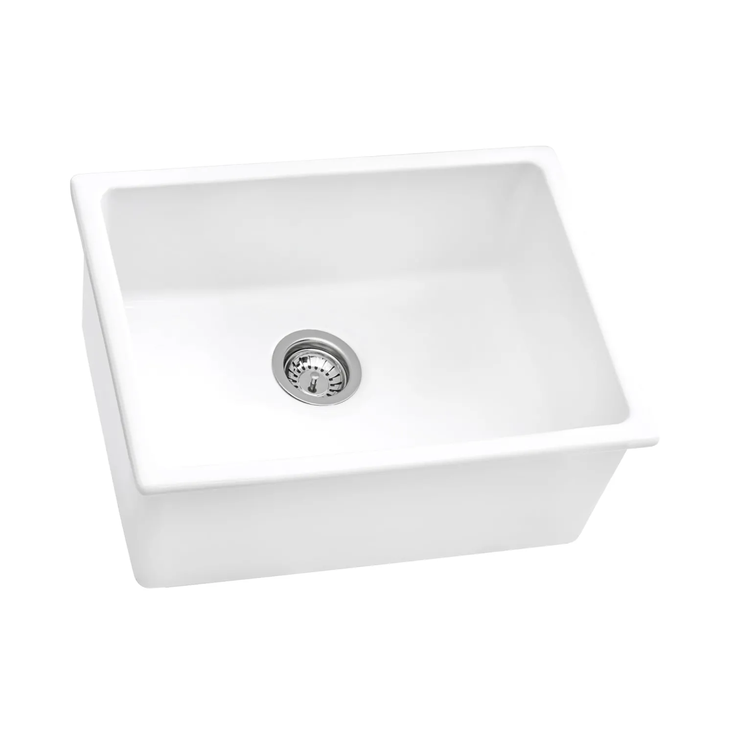 Best 24" Fireclay Undermount / Topmount Single Bowl Kitchen Sink in White Single Bowl Sinks|Undermount Sinks