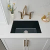 Hot 24" Fireclay Undermount / Topmount Single Bowl Kitchen Sink in Gloss Black Single Bowl Sinks|Undermount Sinks