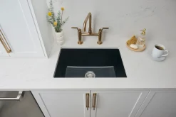 Hot 24" Fireclay Undermount / Topmount Single Bowl Kitchen Sink in Gloss Black Single Bowl Sinks|Undermount Sinks