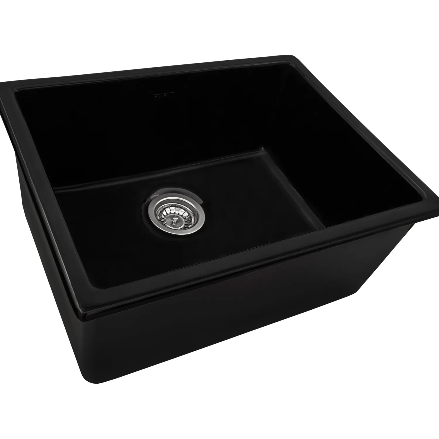 Hot 24" Fireclay Undermount / Topmount Single Bowl Kitchen Sink in Gloss Black Single Bowl Sinks|Undermount Sinks