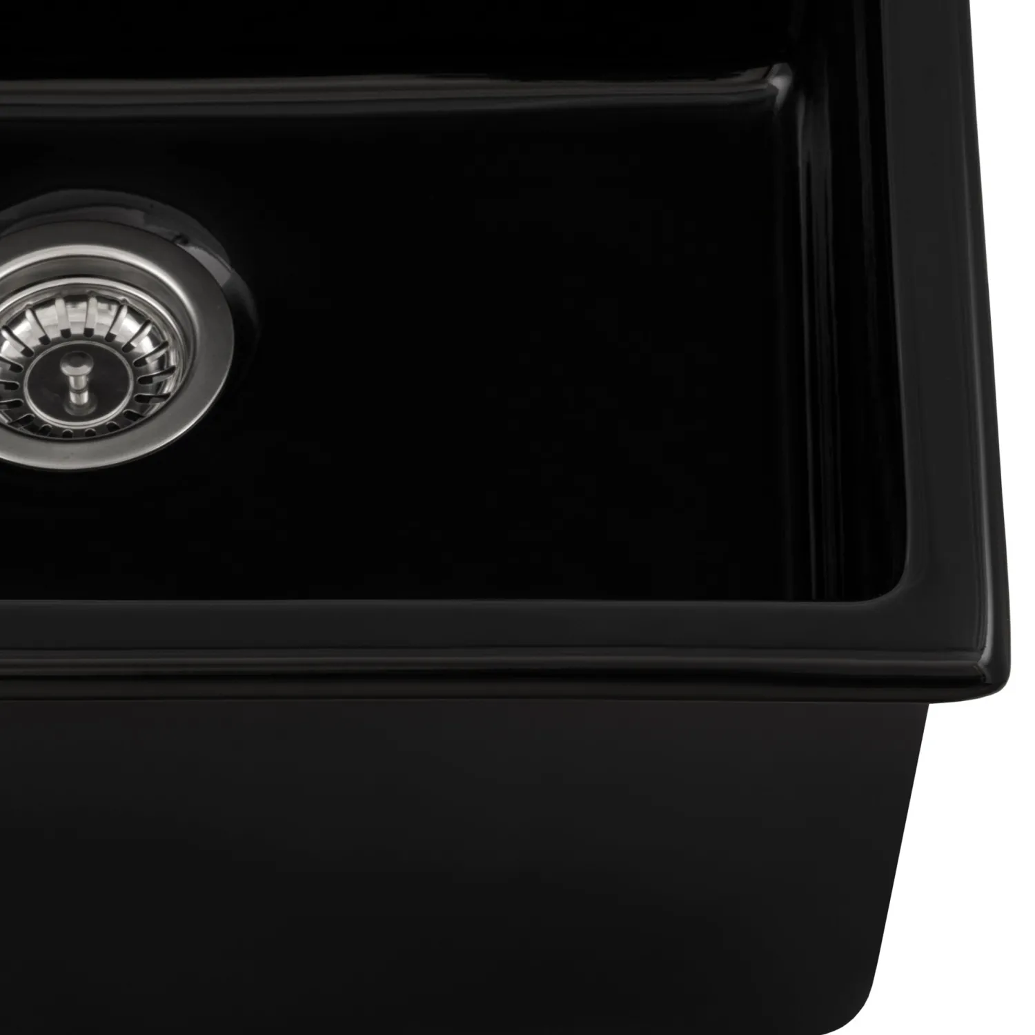 Hot 24" Fireclay Undermount / Topmount Single Bowl Kitchen Sink in Gloss Black Single Bowl Sinks|Undermount Sinks