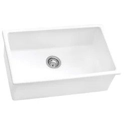 Clearance 30" Fireclay Undermount / Topmount Single Bowl Kitchen Sink in White Single Bowl Sinks|Undermount Sinks