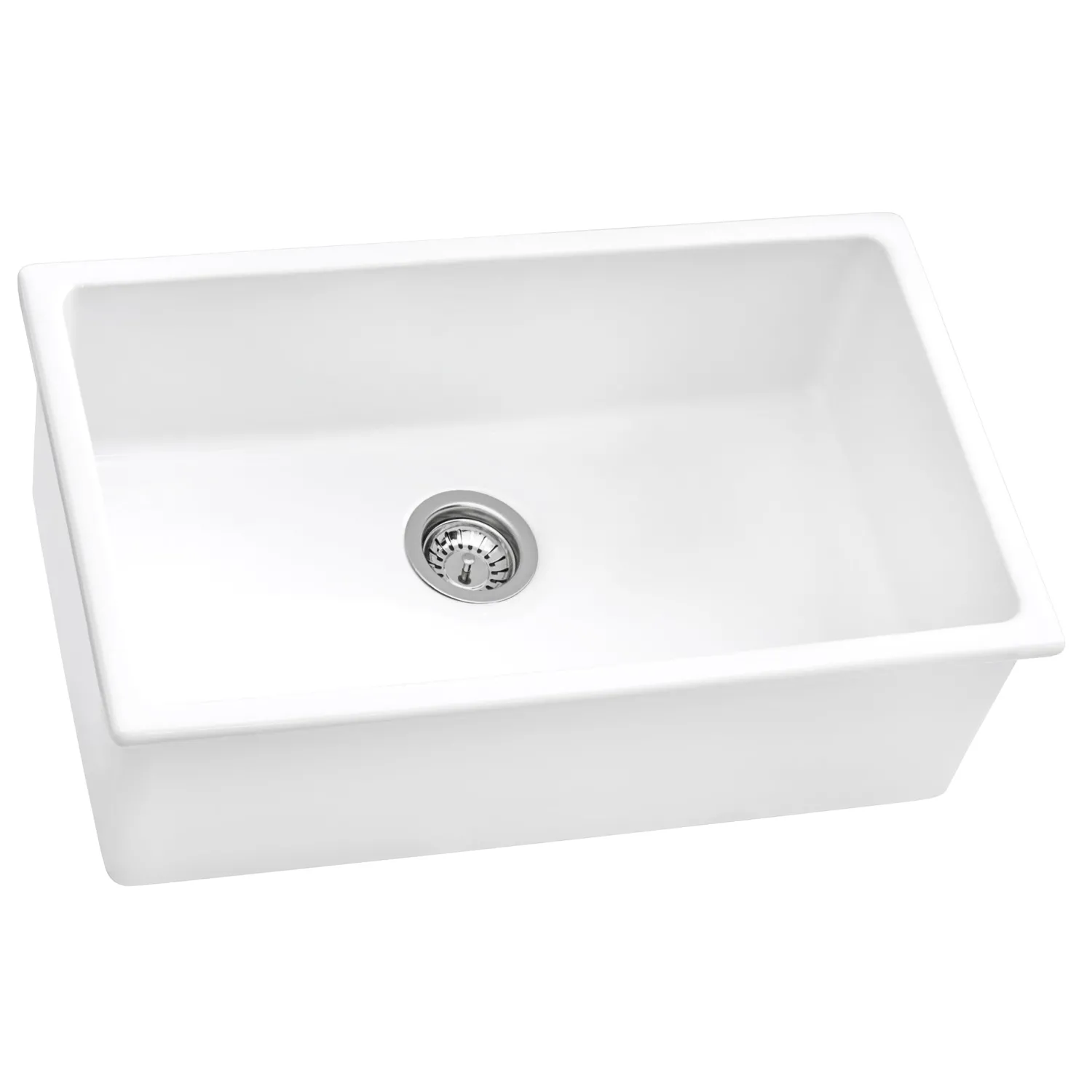 Clearance 30" Fireclay Undermount / Topmount Single Bowl Kitchen Sink in White Single Bowl Sinks|Undermount Sinks