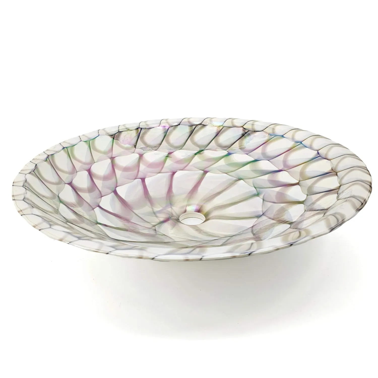 Hot 20" Glass Art Drop In Round Decorative Pattern Bathroom Sink - Nautilus Brown Above Counter / Vessel Sinks