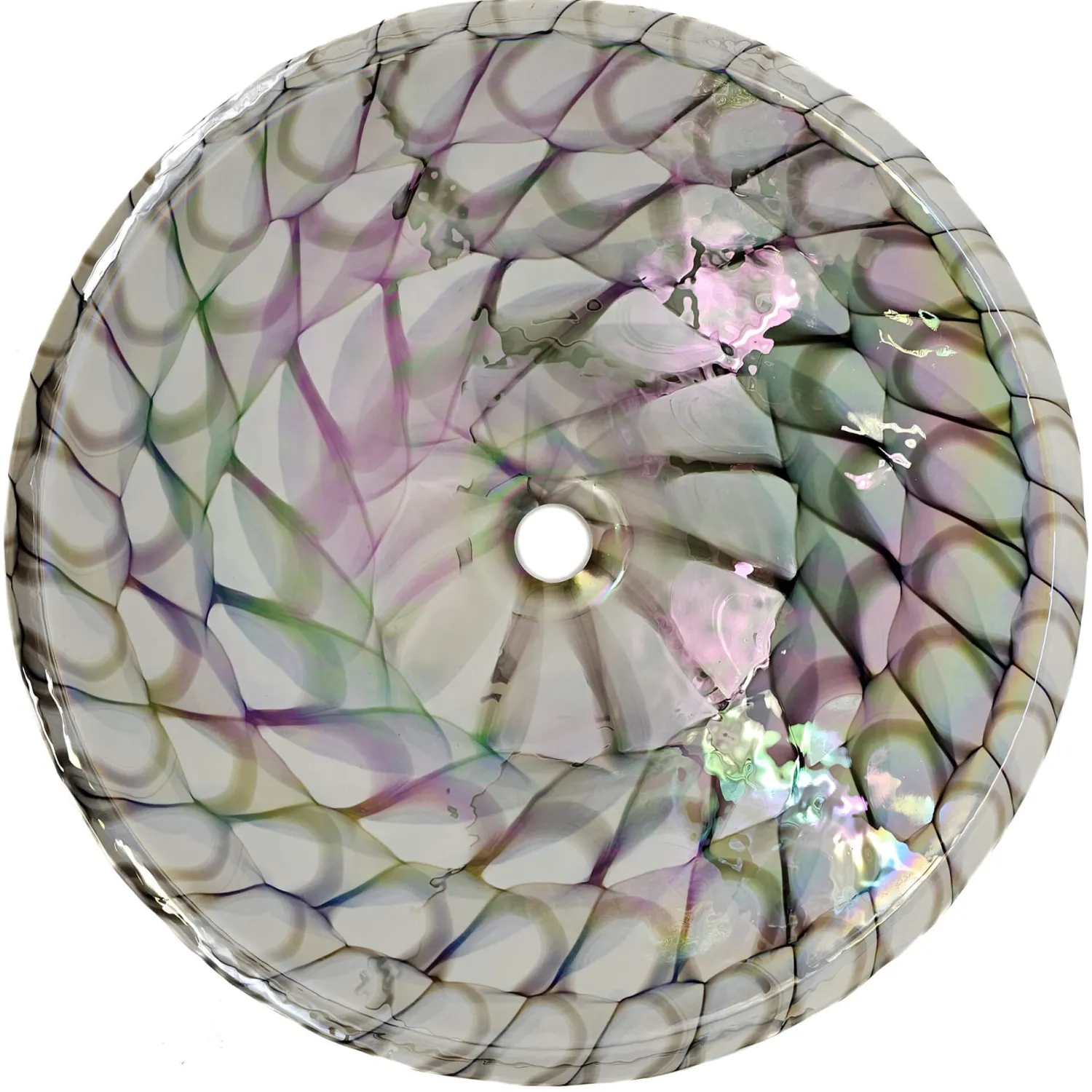 Hot 20" Glass Art Drop In Round Decorative Pattern Bathroom Sink - Nautilus Brown Above Counter / Vessel Sinks
