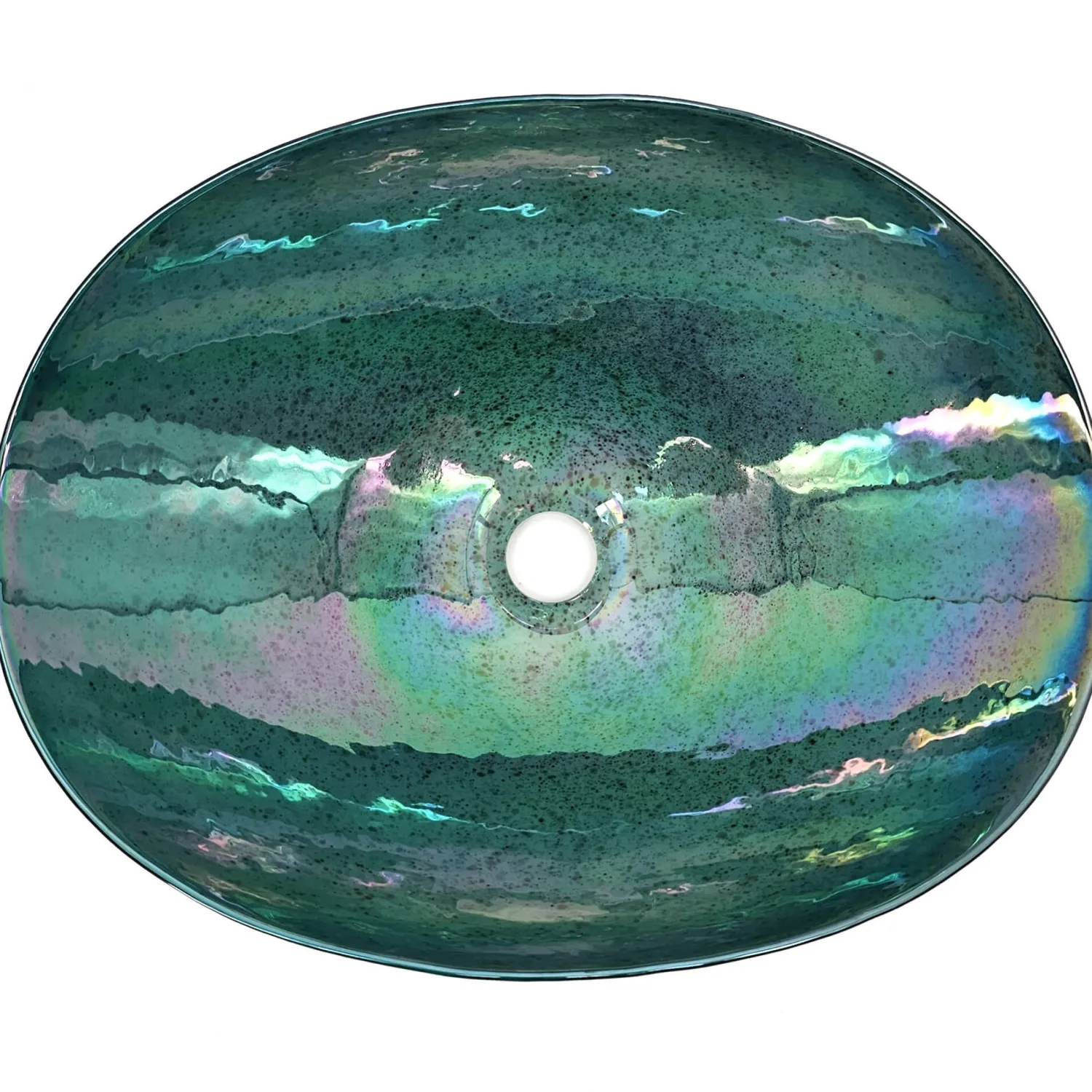 Discount 19" Glass Art Vessel Seashell Decorative Pattern Bathroom Sink - Seafoam Green Above Counter / Vessel Sinks