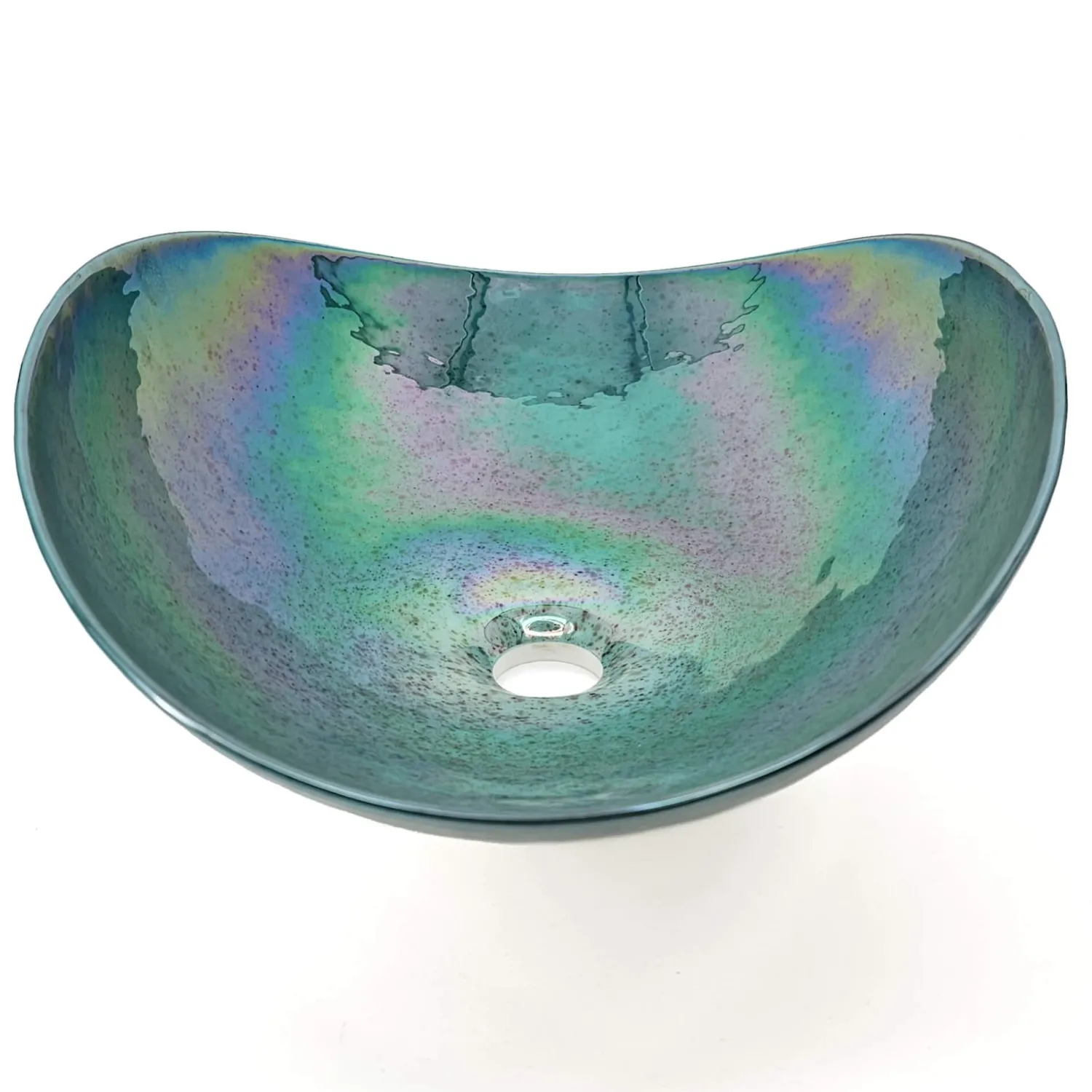Discount 19" Glass Art Vessel Seashell Decorative Pattern Bathroom Sink - Seafoam Green Above Counter / Vessel Sinks