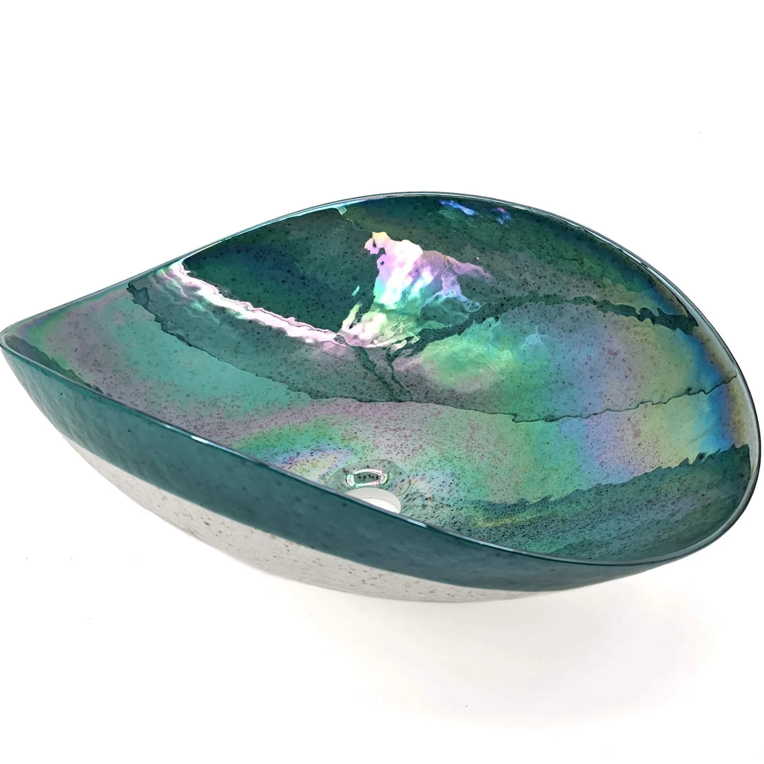 Discount 19" Glass Art Vessel Seashell Decorative Pattern Bathroom Sink - Seafoam Green Above Counter / Vessel Sinks