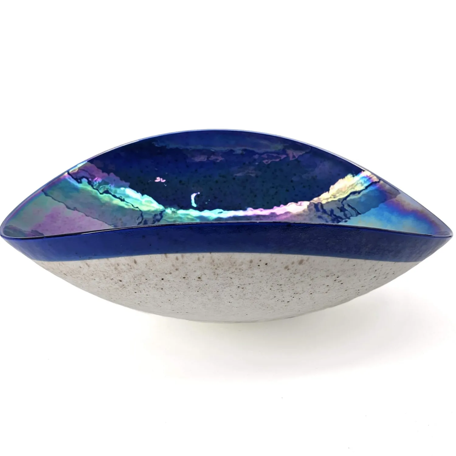 Outlet 19" Glass Art Vessel Seashell Decorative Pattern Bathroom sink - Celestial Blue Above Counter / Vessel Sinks