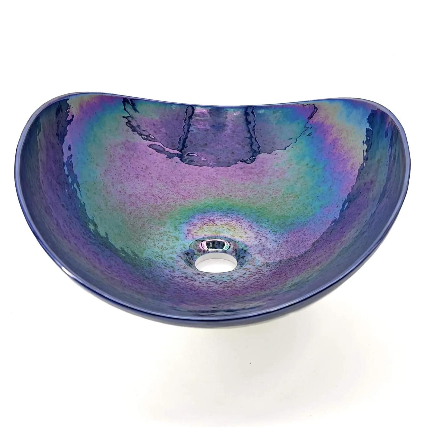 Outlet 19" Glass Art Vessel Seashell Decorative Pattern Bathroom sink - Celestial Blue Above Counter / Vessel Sinks