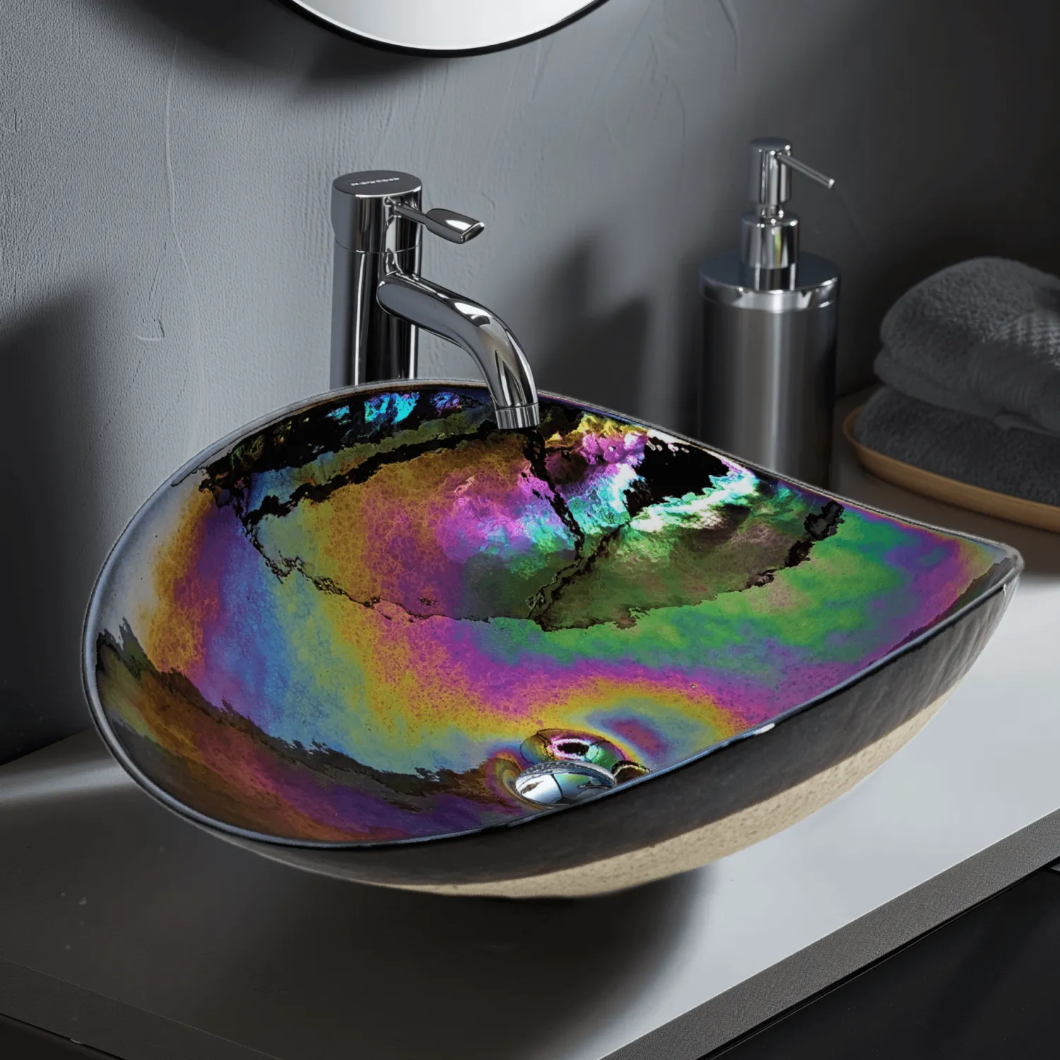 Hot 19" Glass Art Vessel Seashell Decorative Pattern Bathroom Sink - Chestnut Brown Above Counter / Vessel Sinks