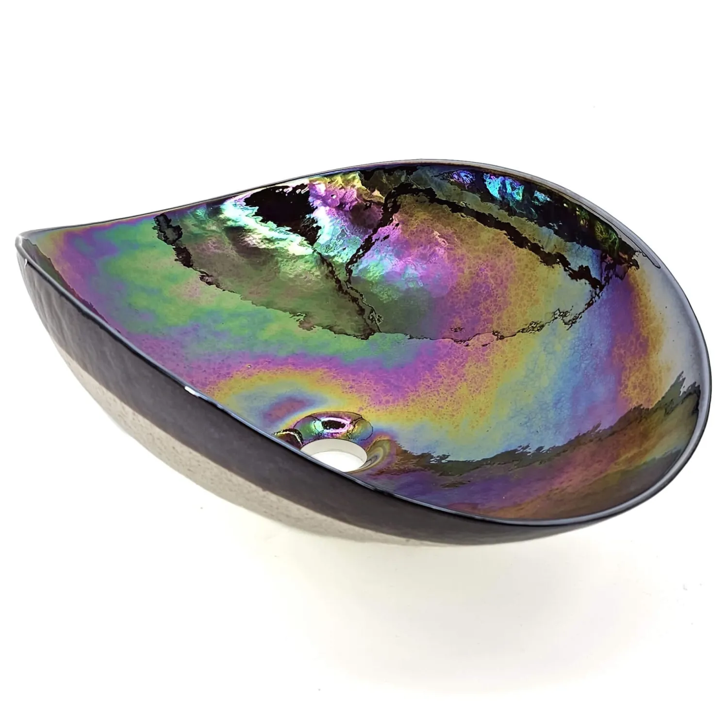 Hot 19" Glass Art Vessel Seashell Decorative Pattern Bathroom Sink - Chestnut Brown Above Counter / Vessel Sinks