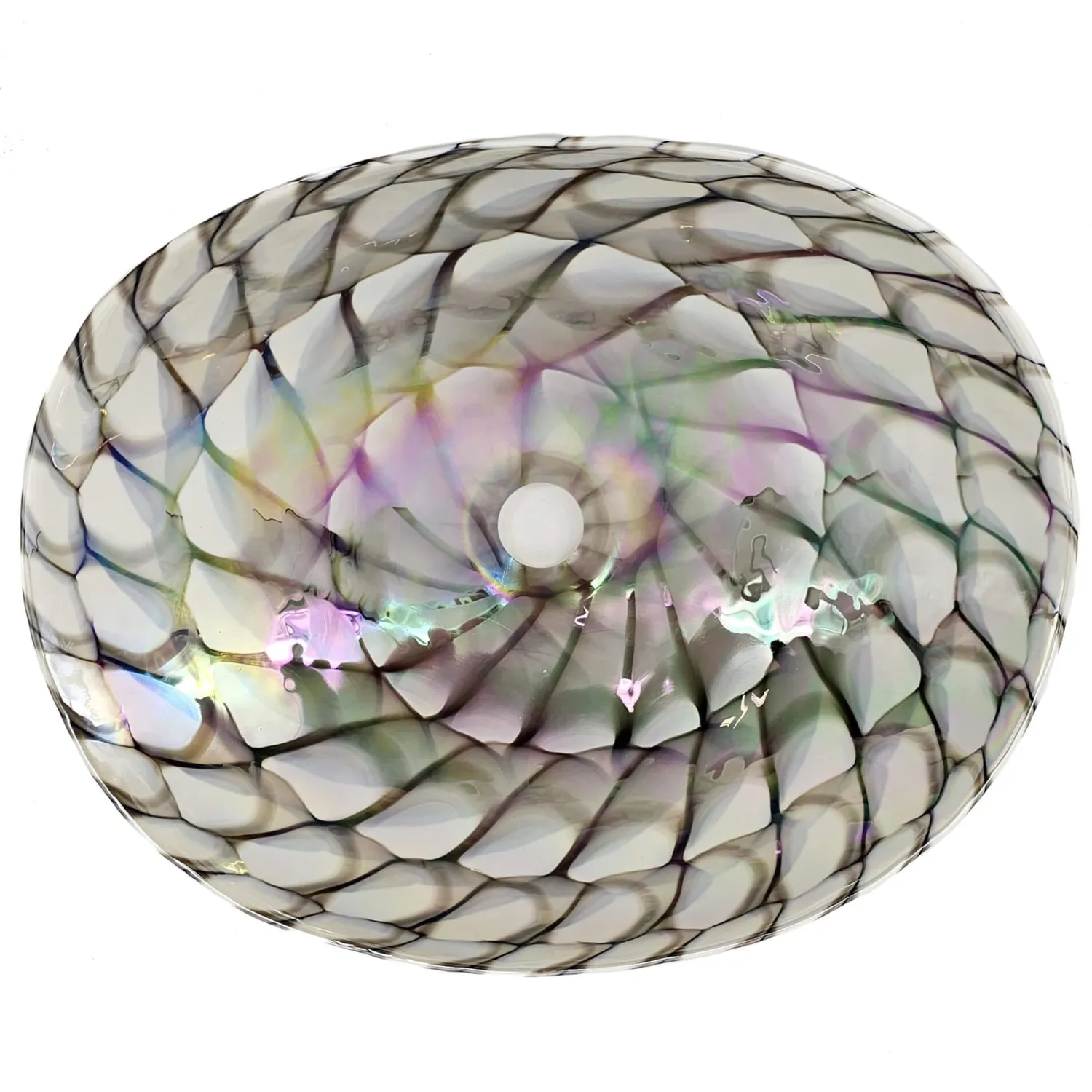 Sale 19" Glass Art Vessel Seashell Decorative Pattern Bathroom Sink - Nautilus Brown Above Counter / Vessel Sinks