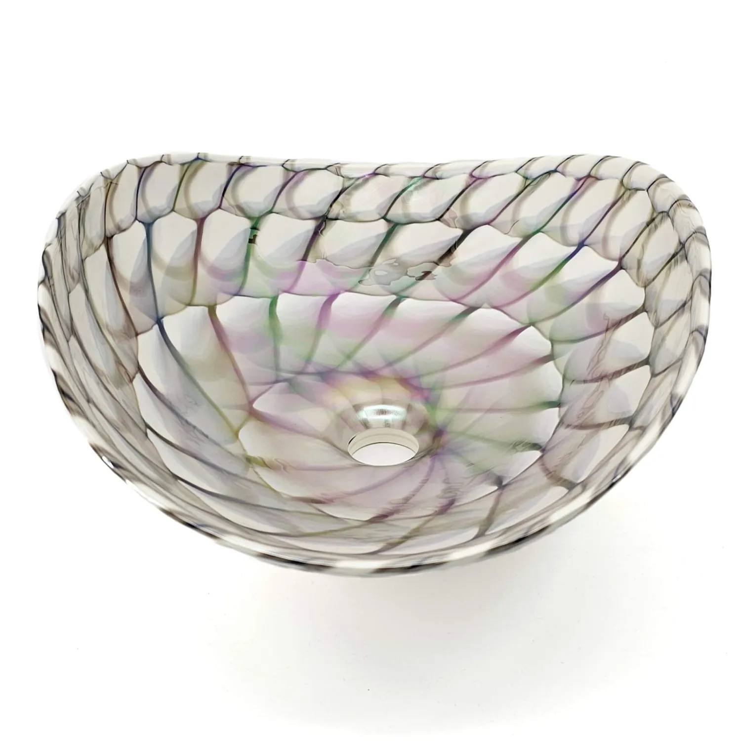 Sale 19" Glass Art Vessel Seashell Decorative Pattern Bathroom Sink - Nautilus Brown Above Counter / Vessel Sinks