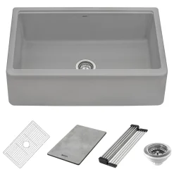Clearance 33" Granite Composite Farmhouse Workstation Apron Front Kitchen Sink Single Bowl Sinks|Apron Front / Farmhouse Sinks