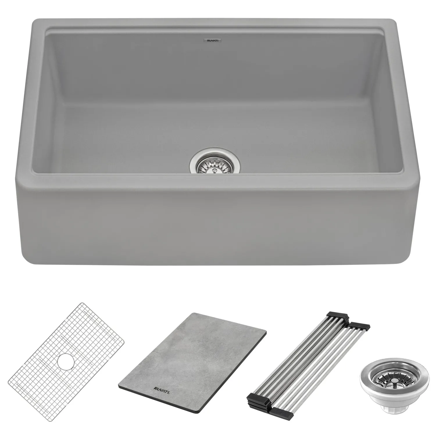 Clearance 33" Granite Composite Farmhouse Workstation Apron Front Kitchen Sink Single Bowl Sinks|Apron Front / Farmhouse Sinks