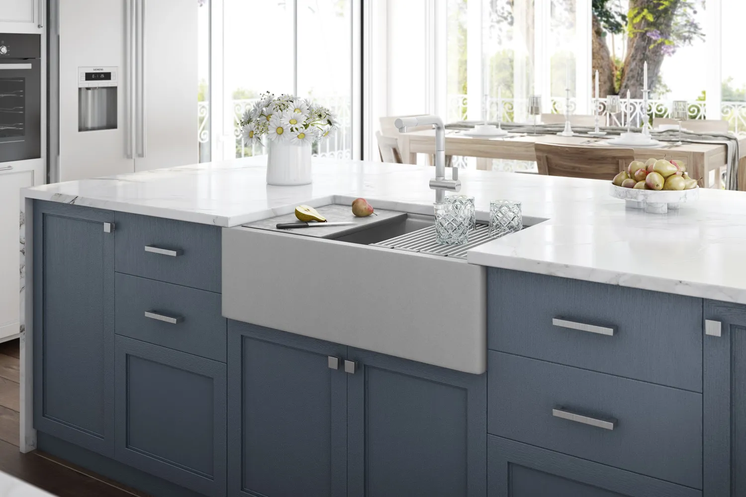 Clearance 33" Granite Composite Farmhouse Workstation Apron Front Kitchen Sink Single Bowl Sinks|Apron Front / Farmhouse Sinks