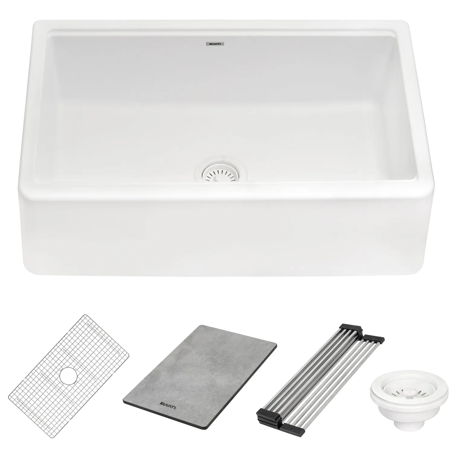Clearance 33" Granite Composite Farmhouse Workstation Apron Front Kitchen Sink Single Bowl Sinks|Apron Front / Farmhouse Sinks