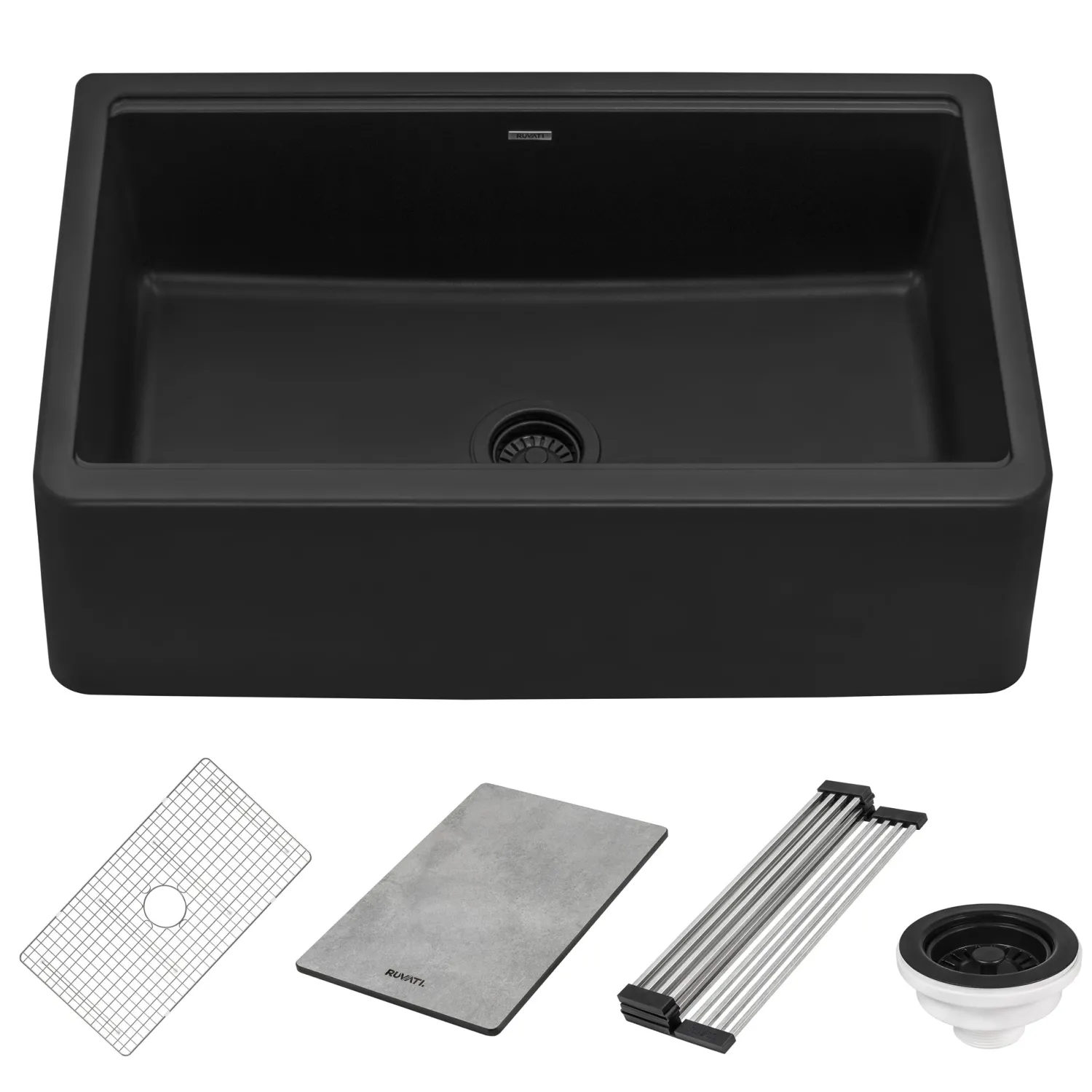 Clearance 33" Granite Composite Farmhouse Workstation Apron Front Kitchen Sink Single Bowl Sinks|Apron Front / Farmhouse Sinks